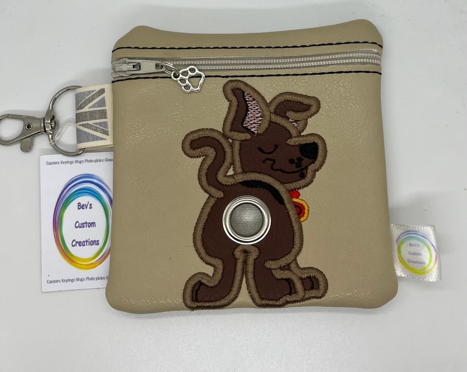 Great Dane, Embroidered Poo bag dispenser. 