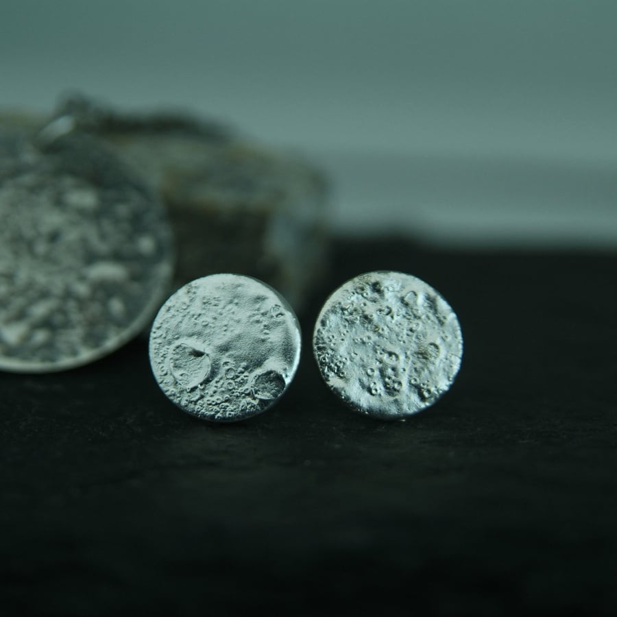 Silver Full Moon Earrings - Circle Studs