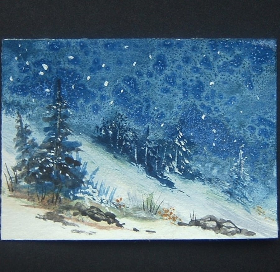 aceo art painting snowscene landscape ref 278