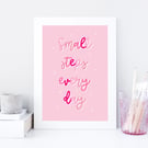 Small Steps Every Day Print, Happy Inspirational Wall Art, Encouragement Gifts.