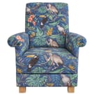 Rainforest Animals Fabric Adult Chair Armchair Blue Marine Monkey Nursery