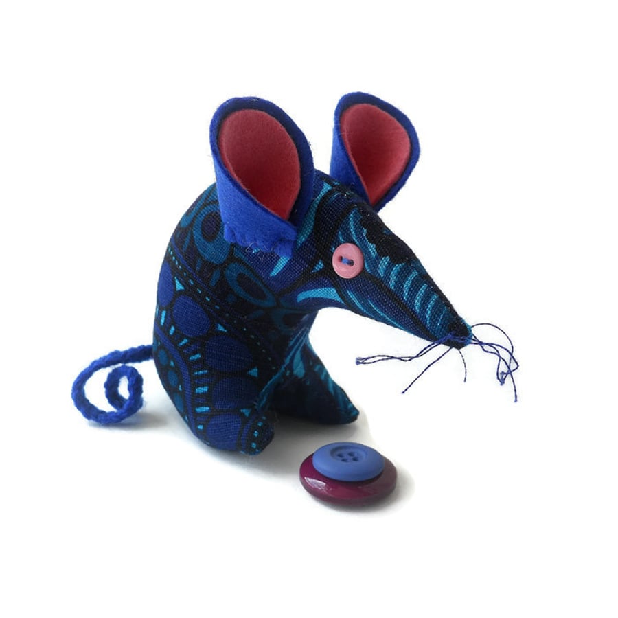 Blue Boras  Vintage fabric Retro Mouse 
