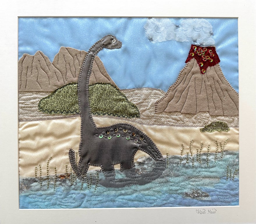 Unframed textile artwork - dinosaur
