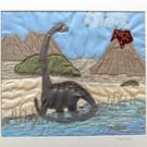 Unframed textile artwork - dinosaur