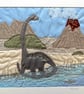 Unframed textile artwork - dinosaur - Image 1