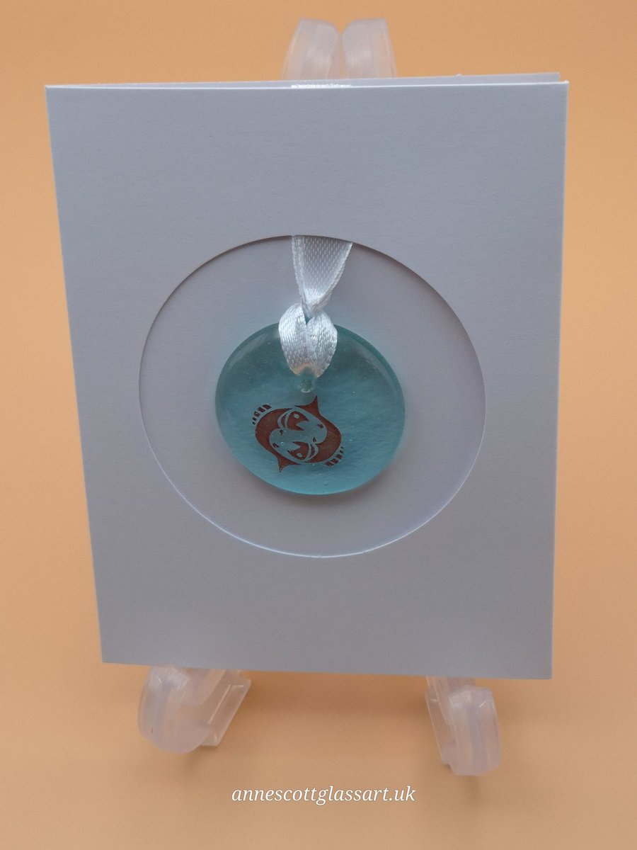 Image of Pisces Fused Glass Card