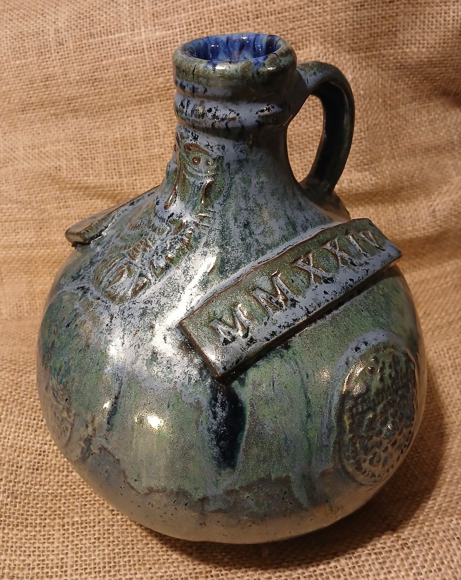 Earthenware Metallic Blue Bellarmine