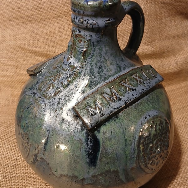 Earthenware Metallic Blue Bellarmine