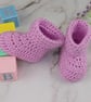 Lilac Crochet Baby Booties - Handmade Newborn Shoes 0-3 Months - Image 3