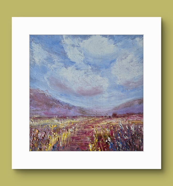 "Track to distant hills" is an original oil landscape 