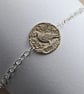 Pigeon Engraved Sterling Silver Coin Bracelet - Image 1
