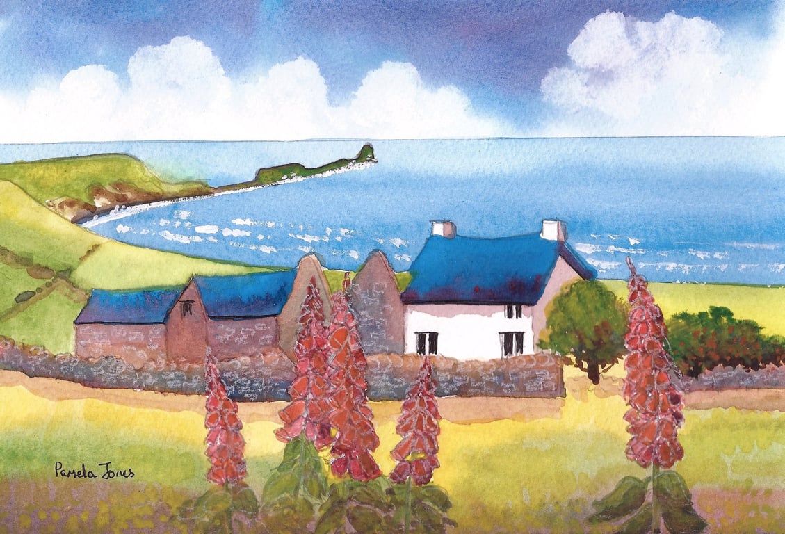 The Old Rectory, Rhossili Bay, Gower - Original Watercolour in 14 x 11 '' Mount