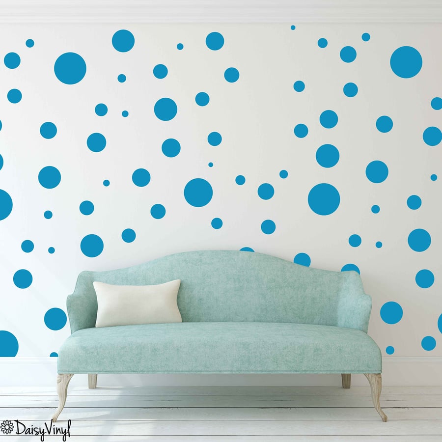 Circle Wall Stickers - Polka Dot Round Stickers (Different Size Dots)