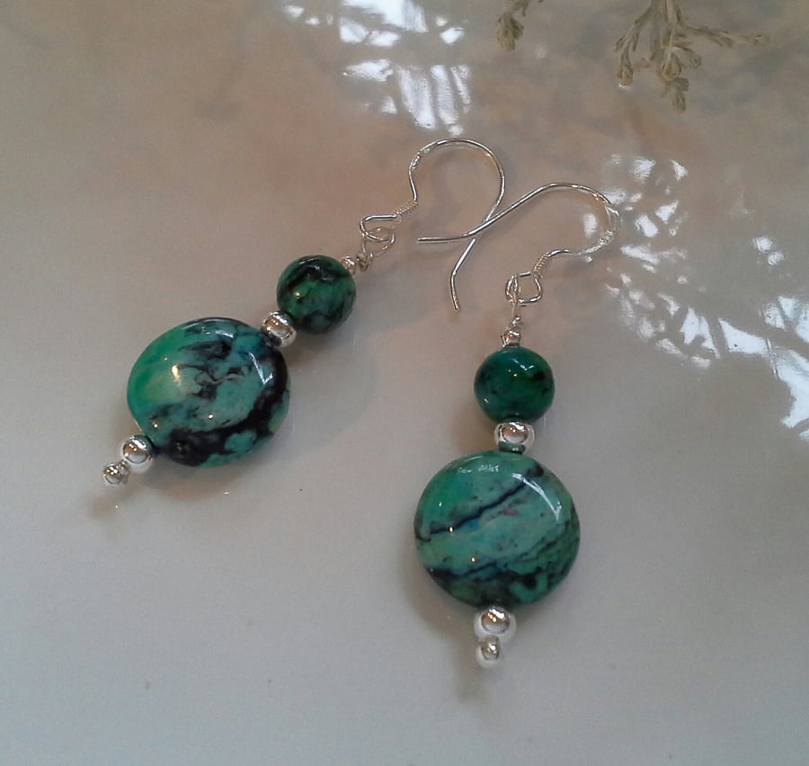 Natural Turquoise Sterling Silver Earrings