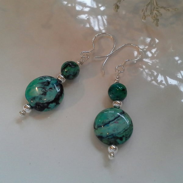 Natural Turquoise Sterling Silver Earrings