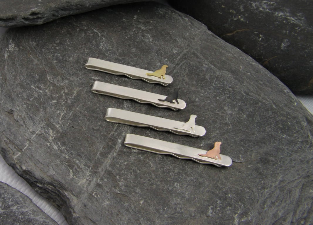 Labrador Retriever Dog Silhouette Sterling Silver Tie Clip