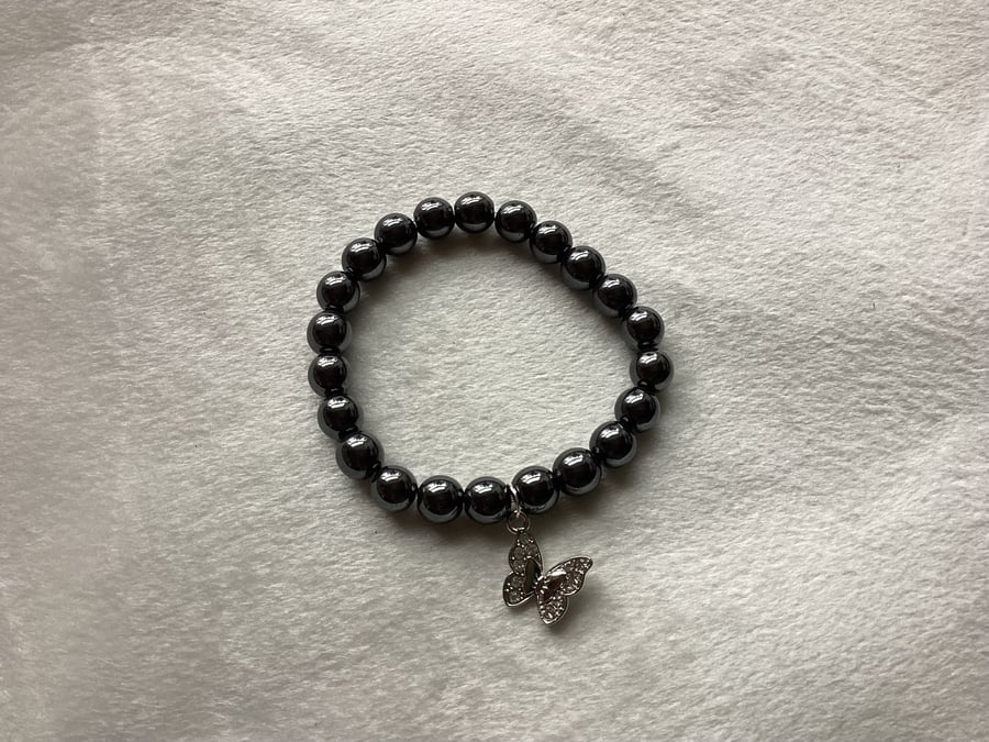 Hematite beaded bracelet, stretched bracelets