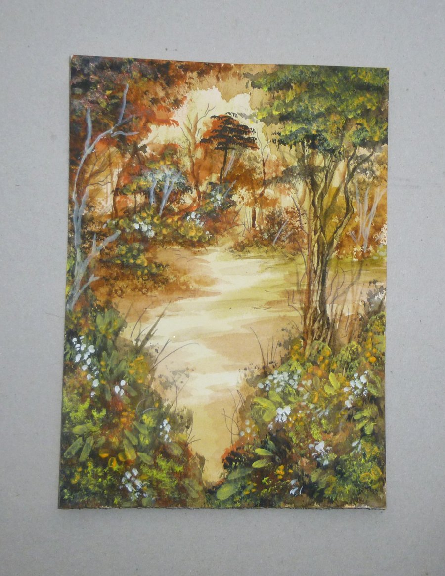 original art hand painted woodland watercolour ( ref F 780 G3 )