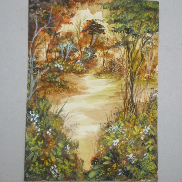 original art hand painted woodland watercolour ( ref F 780 G3 )