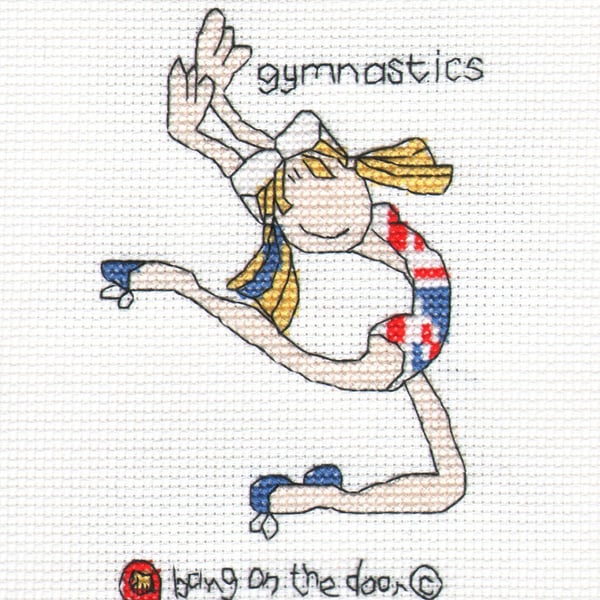 Bang on the door - mini gymnastics jumping cross stitch kit
