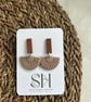Boho Statement Jewellery - Taupe Fan-Shaped Polymer Clay Earrings  - Image 1