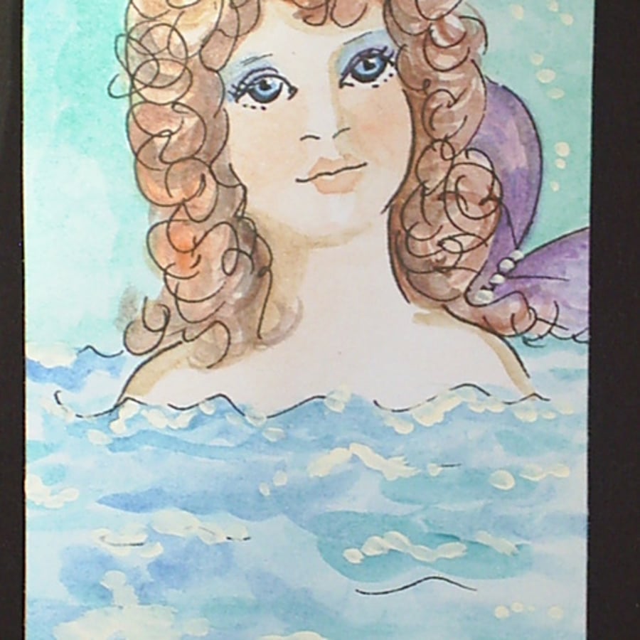 miniature mermaid aceo art painting by Gweddusart
