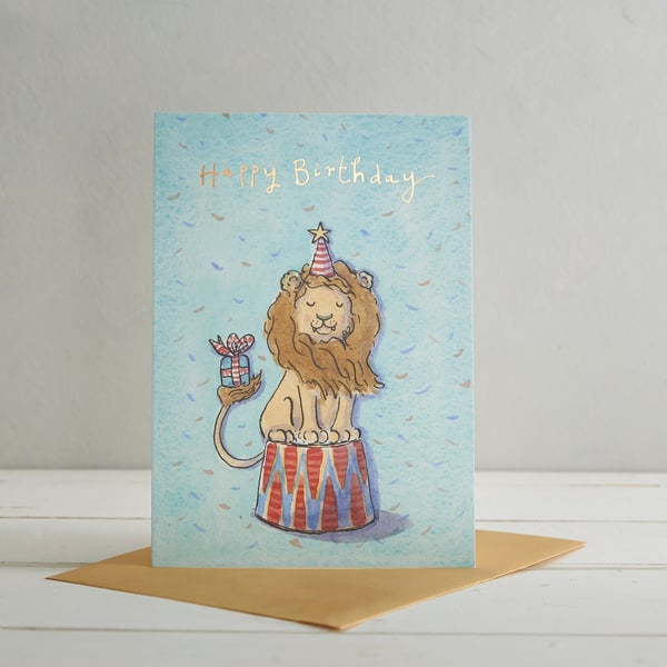 Happy Birthday Circus Lion Greetings Card