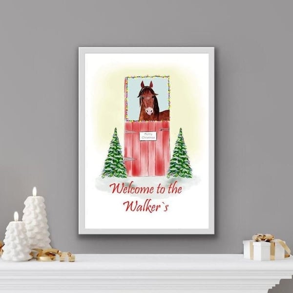 Personalised Christmas Print with HorsePony ,Seasonal prints, Horse decorations