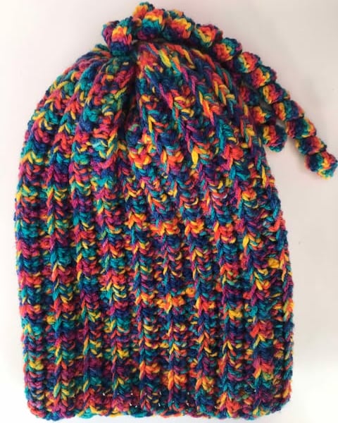 Handmade crocheted ribbed hat Multicolor