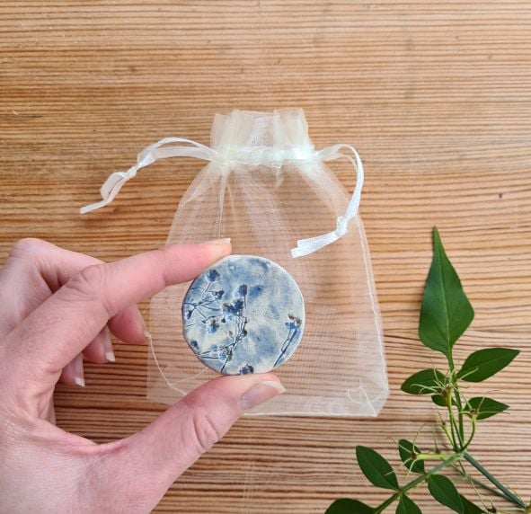 Round Botanical Ceramic Brooch