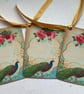 GIFT TAGS, vintage -style. ' The Peacock '  ( set of 3) Rose ..ready to ship... - Image 4