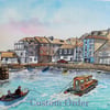 Custom order for Julie. Falmouth watercolour painting, Holiday Memories. 