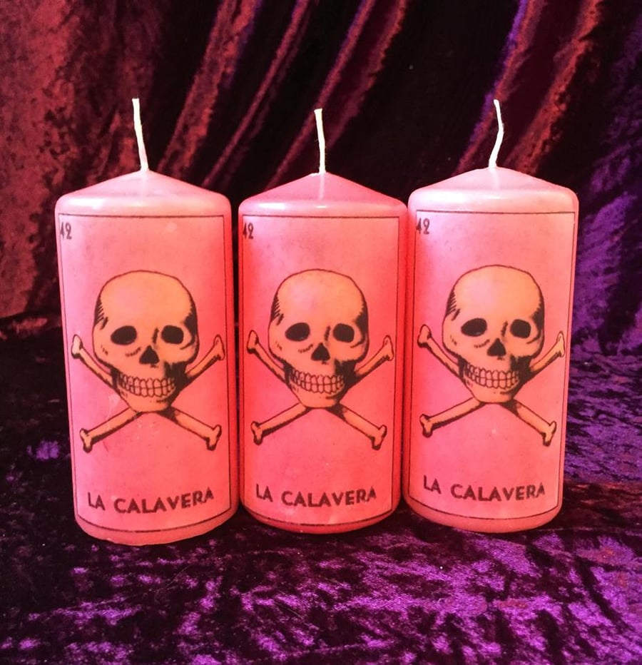 Kitsch La Cavlavera Mexican Skull And Crossbone Scented Candles