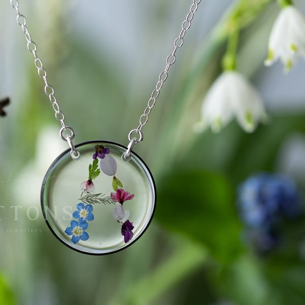 Personalised Initial Necklace in Real Flowers