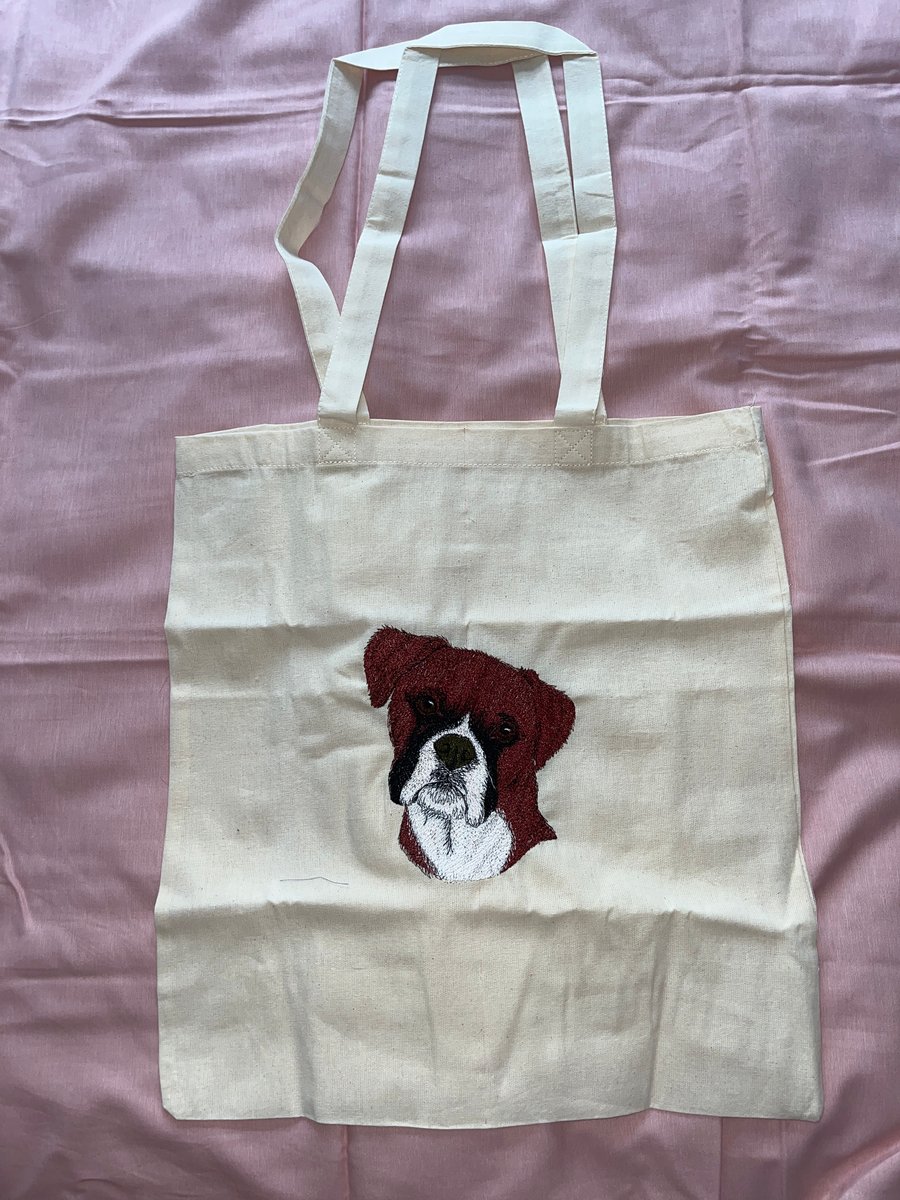 Boxer dog tote bag 