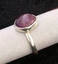 Classic Style Purple Gemstone Silver Stacking Ring - Size M - Image 2