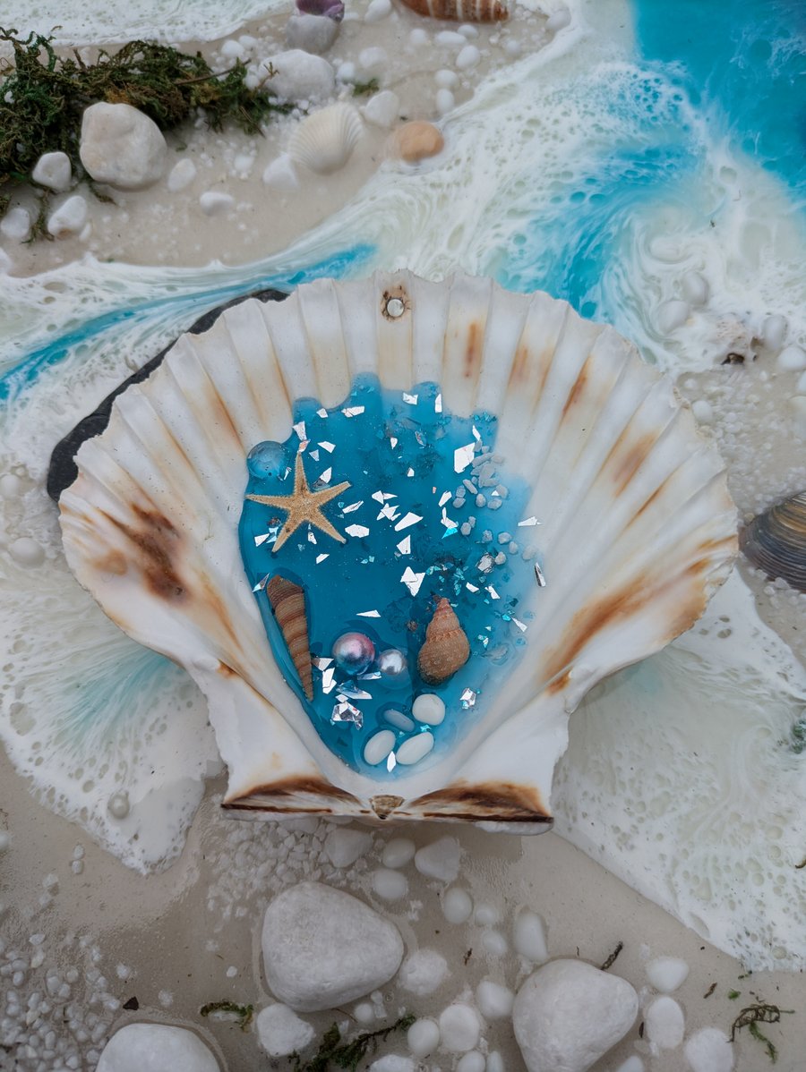 Hanging Shell With Resin Rockpool