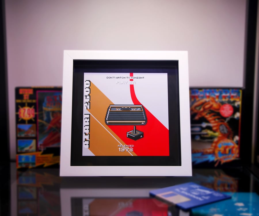 Retro Atari 2600 Custom Pixel Art Framed Print - Geek Gaming Print