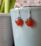 Red agate heart and sterling silver earrings  - Image 1