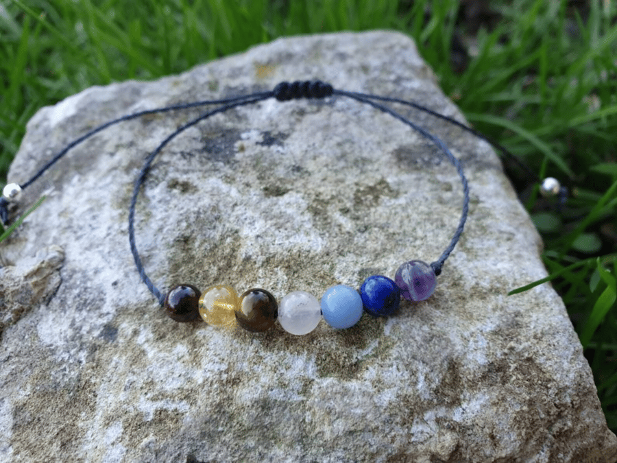 7 Chakra Bracelet - Rainbow Bracelet - Rose Quartz