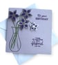 Birthday card, special friend, purple,silver flowers, Perfectly imperfect floral - Image 2