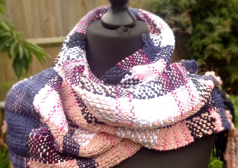 NOW HALF PRICE! Chunky Pink Handwoven Scarf