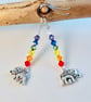 Rainbow Chakra Swarovski Earrings With Elephant Charms - Handmade In Devon - Image 2