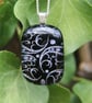 Handmade Silver sweet pea dichroic glass pendant, fused glass necklace SKU F19 - Image 2
