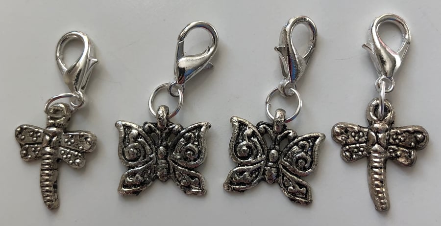 Butterfly & Dragonfly Stitch Markers x 4