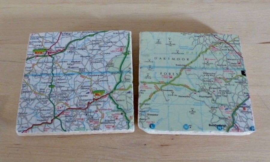 Natural Stone 'Map' Coasters