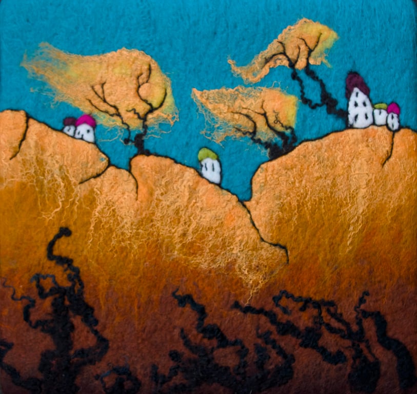 Textile Picture Autumn Winds. Rust, Gold, Autumnal Colours. Original Art 