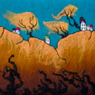 Textile Picture Autumn Winds. Rust, Gold, Autumnal Colours. Original Art 