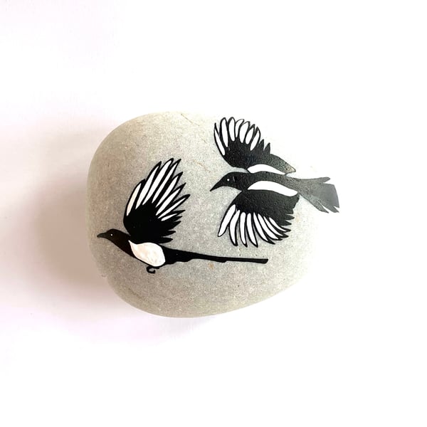 Two for Joy Magpies Stone - Handmade Nature Inspired Joy Gift for Adults - Decor