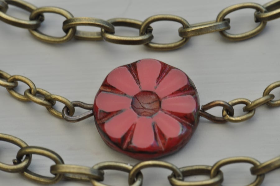 Crimson Tide Bead & Chain Layered Necklace